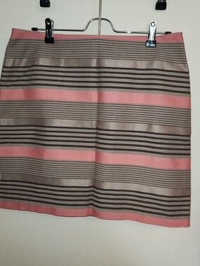LOFT Pink, Beige & Black Striped Knit Mini Skirt